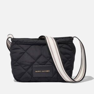 Marc Jacobs Quilted Nylon Mini Messenger Crossbody Shoulder Bag in Black/Gold